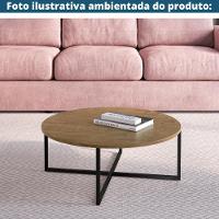 Mesa De Centro Redonda Artesano 70 Cm (largura) Em Mdp Bp Estrutura Preta Metálica Em Aço Vermont - 2