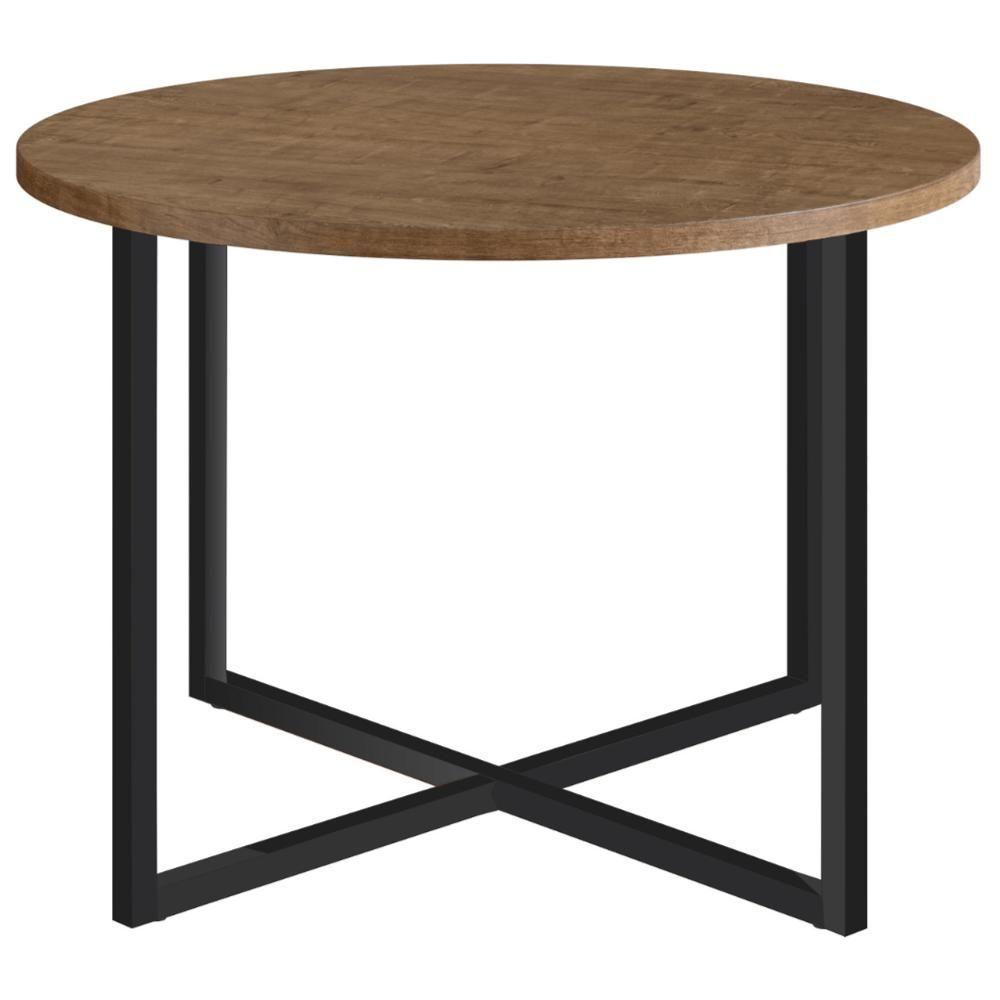 Mesa De Centro Redonda Artesano 50 Cm (largura) Em Mdp Bp Estrutura Preta Metálica Em Aço Vermont - 1