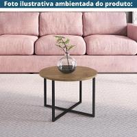 Mesa De Centro Redonda Artesano 50 Cm (largura) Em Mdp Bp Estrutura Preta Metálica Em Aço Vermont - 2