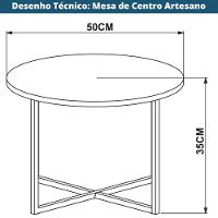 Mesa De Centro Redonda Artesano 50 Cm (largura) Em Mdp Bp Estrutura Preta Metálica Em Aço Vermont - 3