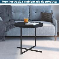 Mesa Lateral Redonda Volpi Artesano 46 Cm (altura) Em Mdp Bp Estrutura Preta Metálica Em Aço Preto - 2