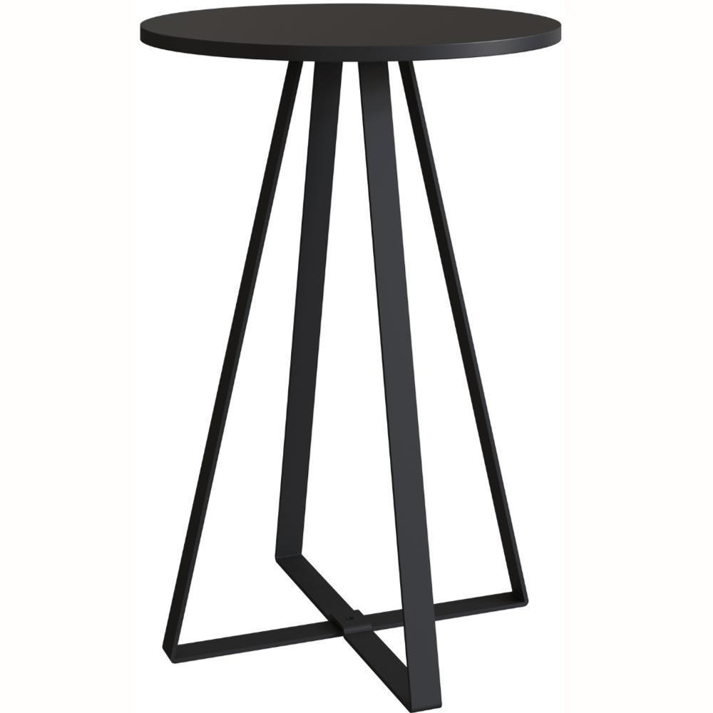 Mesa Lateral Redonda Artesano 65 Cm (altura) Em Mdp Bp Estrutura Metálica Em Aço Preto - 1