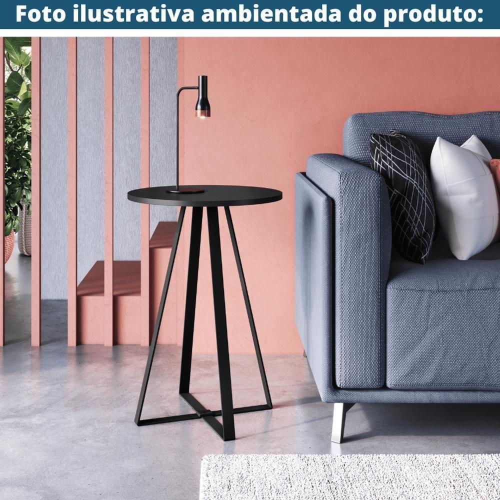Mesa Lateral Redonda Artesano 65 Cm (altura) Em Mdp Bp Estrutura Metálica Em Aço Preto - 2