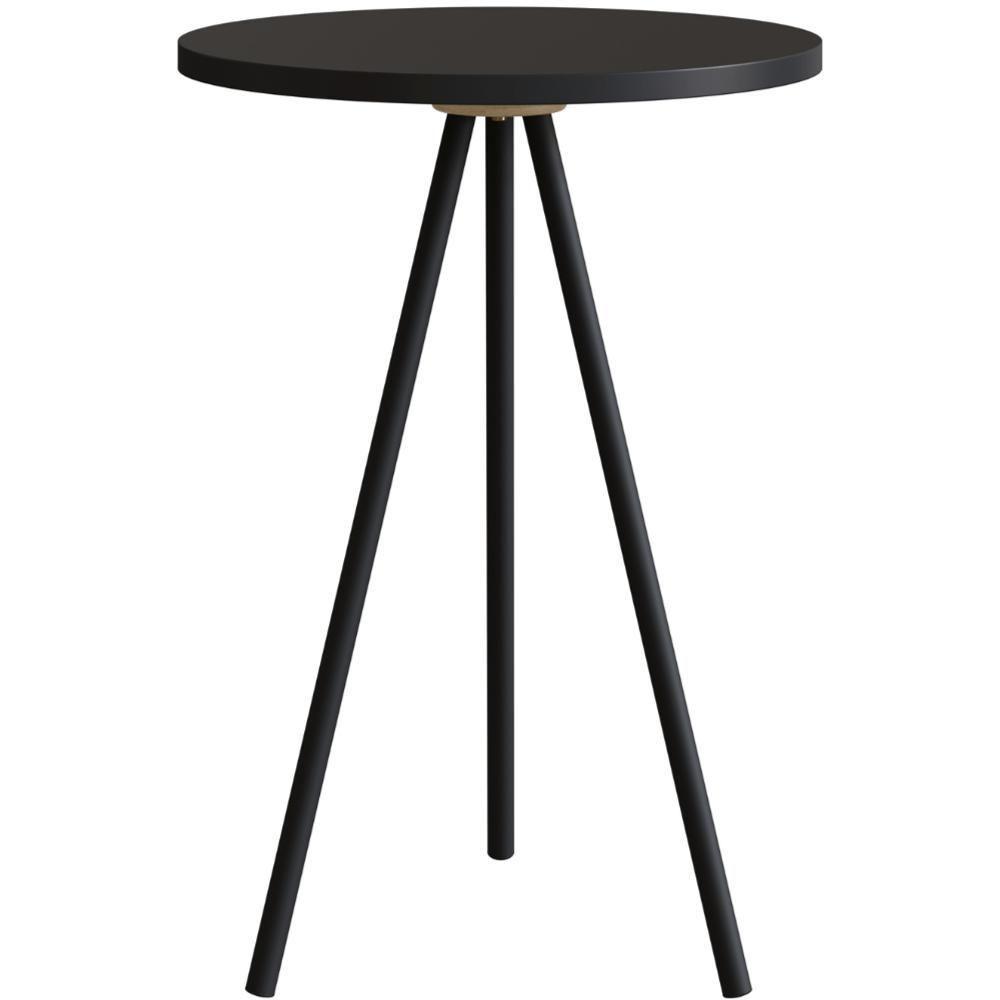 Mesa Lateral Redonda Artesano 48,5 Cm (altura) Em Mdp Estrutura Metálica Em Aço Preto - 1