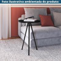 Mesa Lateral Redonda Artesano 48,5 Cm (altura) Em Mdp Estrutura Metálica Em Aço Preto - 2