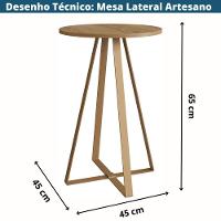 Mesa Lateral Redonda Artesano 65 Cm (altura) Em Mdp Bp Estrutura Metálica Em Aço Dourado - 3