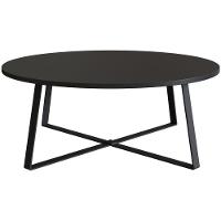 Mesa De Centro Redonda Artesano 80 Cm (largura) Em Mdp Bp Estrutura Metálica Em Aço Preto - 1