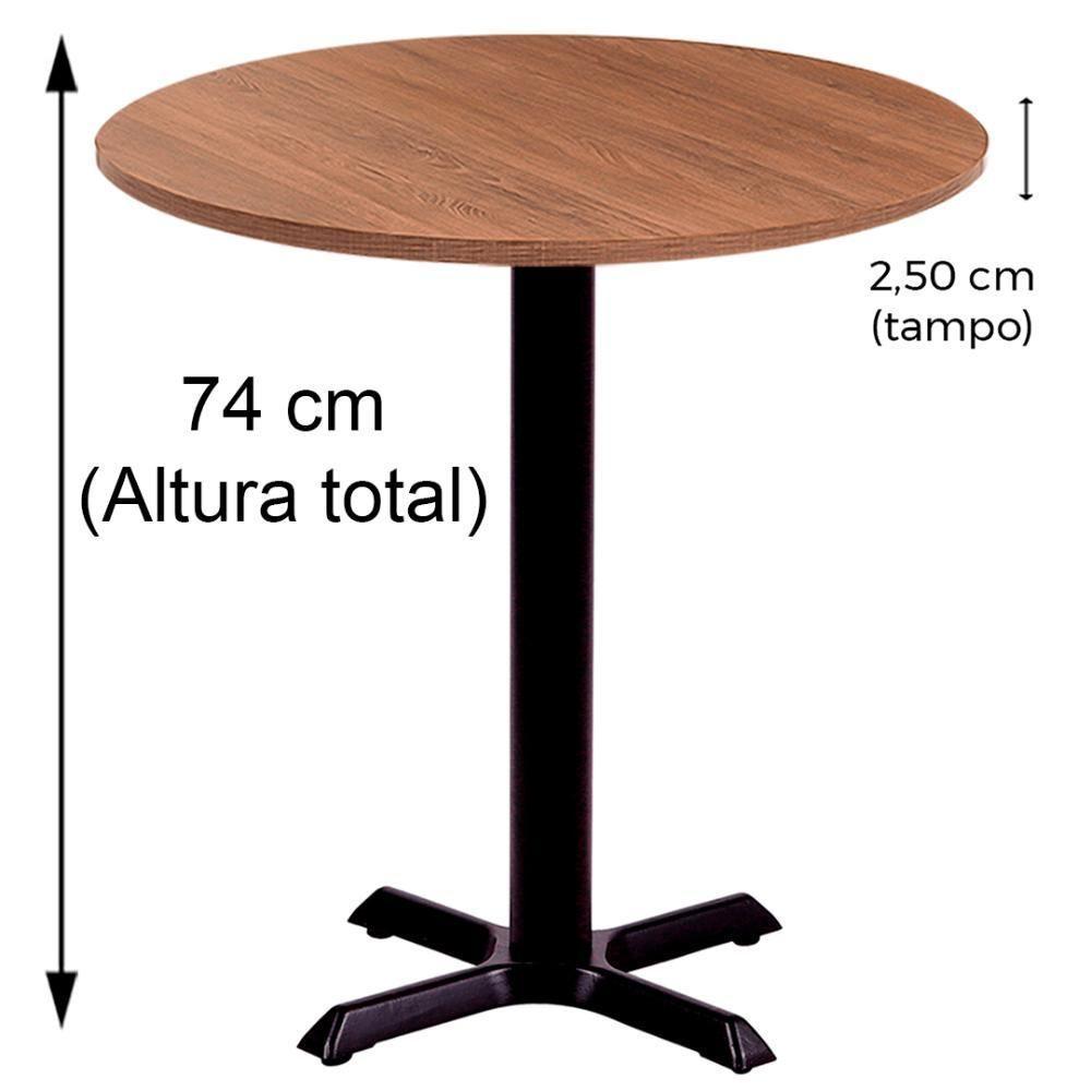 Mesa ômega Em Ferro Preto Pintura 74 Cm (altura) Com Tampo Em Mdp Redonda 70 Cm Imbuia - 4