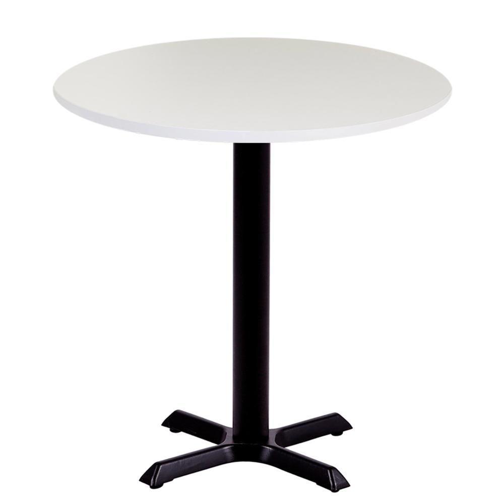 Mesa ômega Em Ferro Preto Pintura 74 Cm (altura) Com Tampo Em Mdp Redonda 70 Cm Branco - 1
