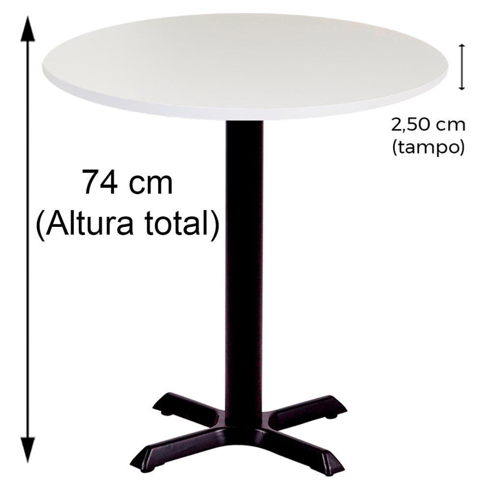 Mesa ômega Em Ferro Preto Pintura 74 Cm (altura) Com Tampo Em Mdp Redonda 60 Cm Branco - 7