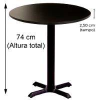 Mesa Em Ferro Preto Pintura Eletrostática 74 Cm (altura) Com Tampo Em Mdp Redonda 80 Cm Preto - 2