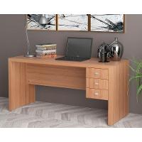 Mesa de Computador Solteiro ME4113 c/ 3 Gavetas Amêndoa - Tecno Mobili - 1