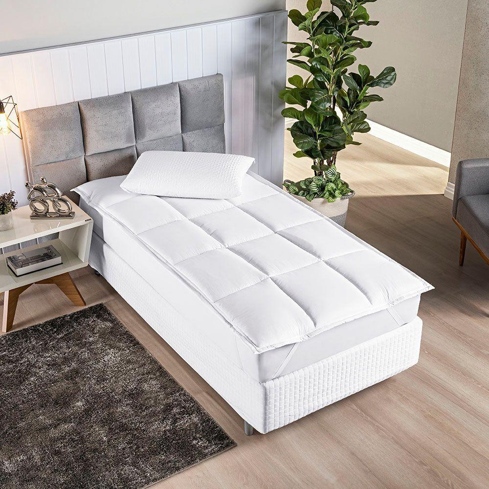 Pillow Top Para Sobrepor Colchão Solteiro Manta Siliconada - 1