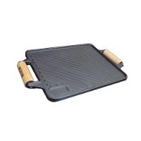 Chapa Bifeteira Dupla Face De Ferro Alça Madeira 23X28Cm - 1