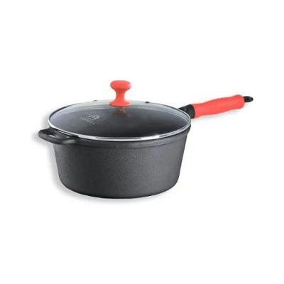 Caçarola Ferro Vermelho Tampa Vidro 26cm