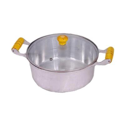 Caçarola Alumínio Fundido Alça Madeira Tampa de Vidro 20cm.