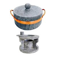 Fogareiro Réchaud P E Caçarola 800Ml Alça Cobre Pedra Sabão - 1