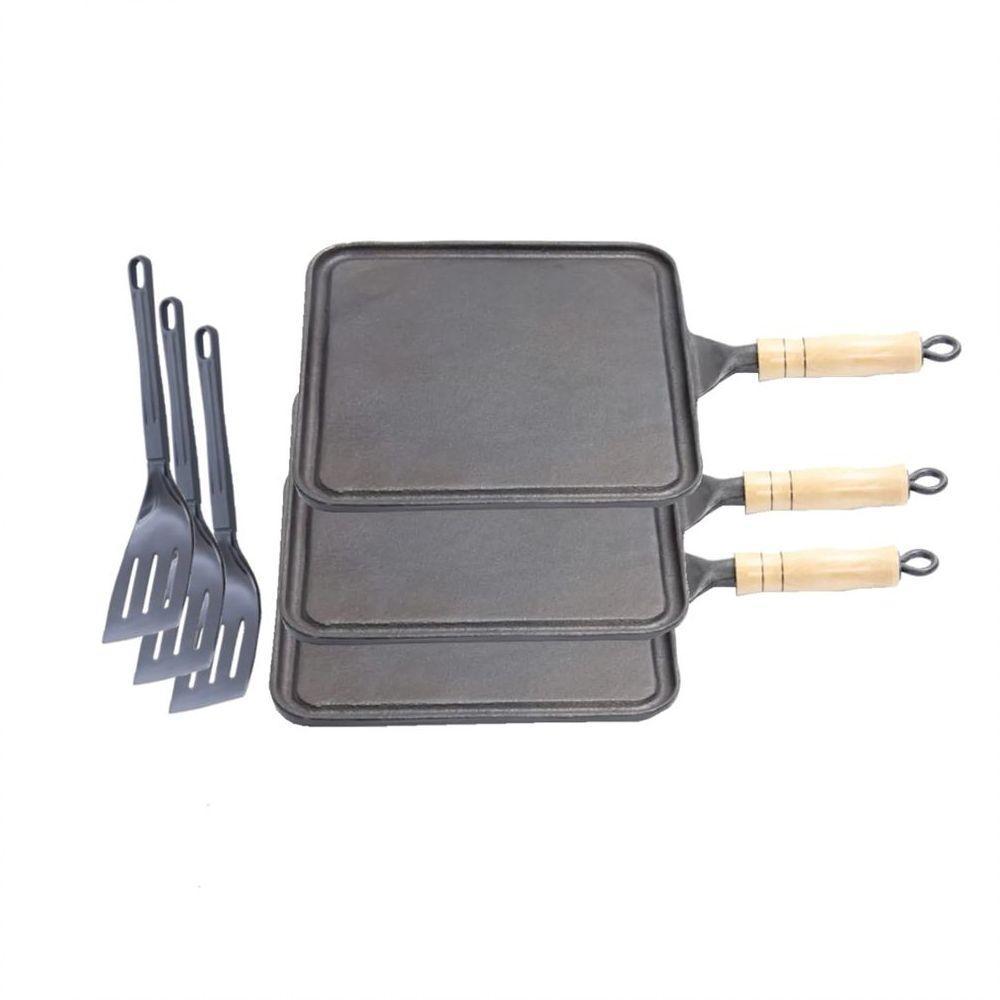 Kit 3 Bifeteiras Antiaderente Lisa 23X23Cm E 3 Espátulas - 1