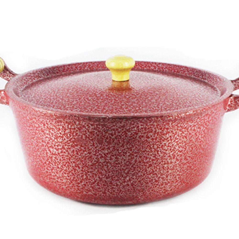 Caçarola Panela Reta Craqueada de Alumínio Alça Madeira 45cm - 1