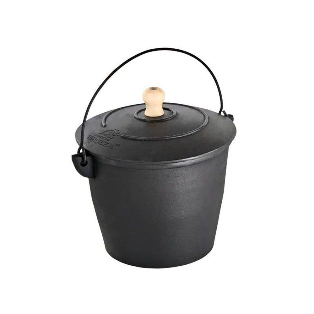Caldeirão Bojudo Reto Ferro Fundido Com Tampa 4 Litros - 1
