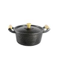 Caçarola Panela Reta Craqueada de Alumínio Alça Madeira - 1