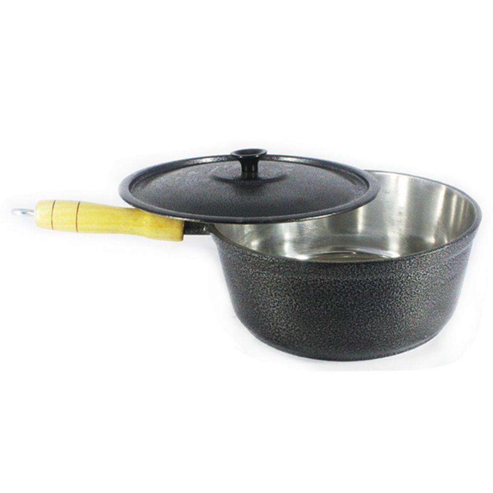 Caçarola Panela de Alumínio Craqueada Cabo de Madeira 24cm - 4