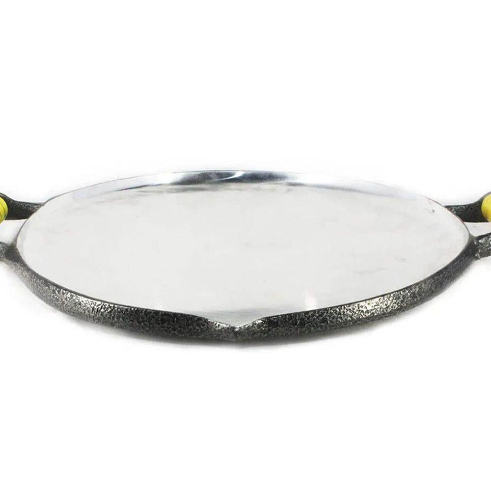 Chapa Disco Arado Alumínio Fundido Craqueada Alça Madeira - 1