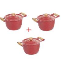 Jogo Panelas Caçarolas Reta Craqueada Alça Madeira 16 a 20cm - 1