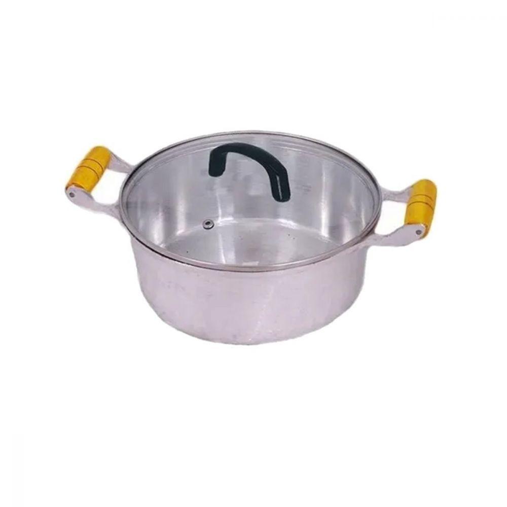 Caçarola Alumínio Fundido Alça Madeira Tampa Vidro 40cm - 2