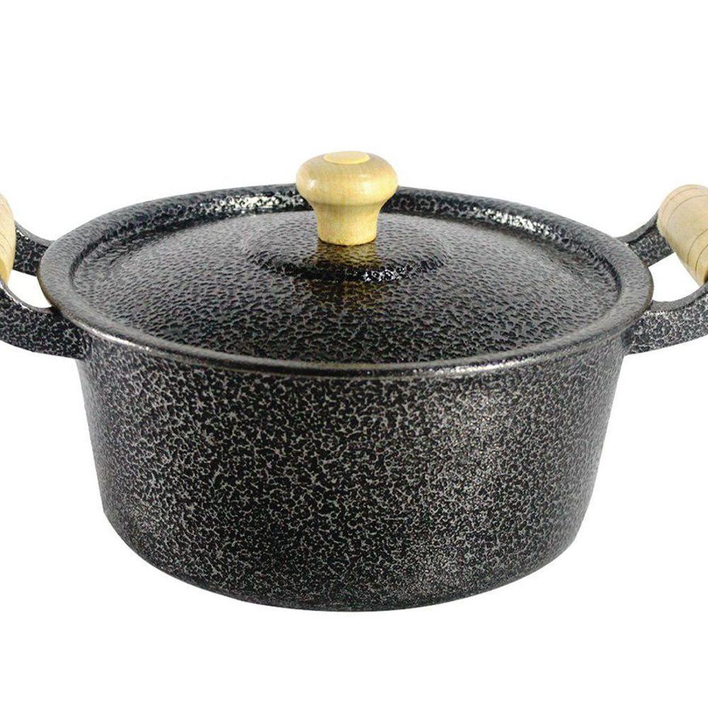 Caçarola Reta Craqueada de Alumínio Alça Madeira Preta 24cm - 1