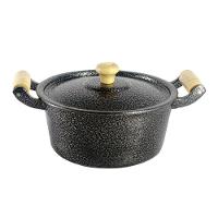 Caçarola Reta Craqueada de Alumínio Alça Madeira Preta 20cm - 2