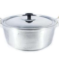 Caçarola Panela Reta Alumínio Polido Alça Madeira 22cm - 1