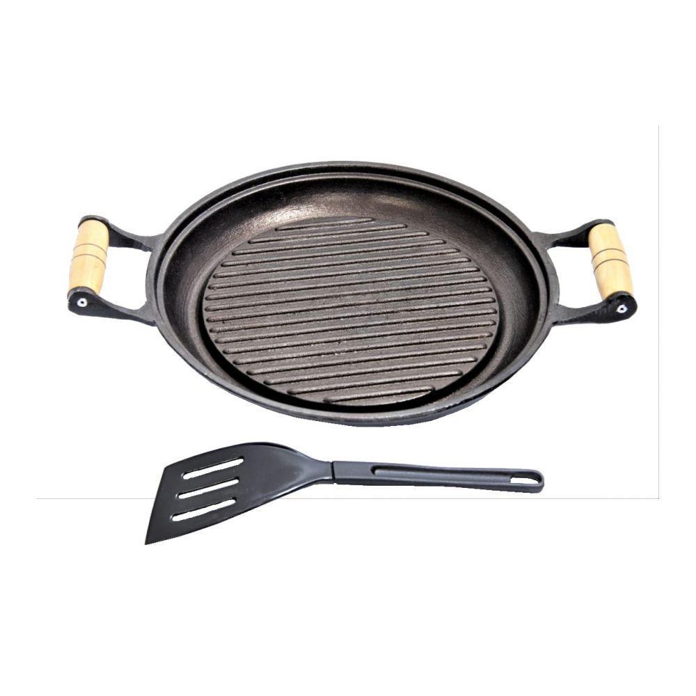 Chapa Grill Redonda Antiaderente Alça 23X23Cm E Espátula. - 1