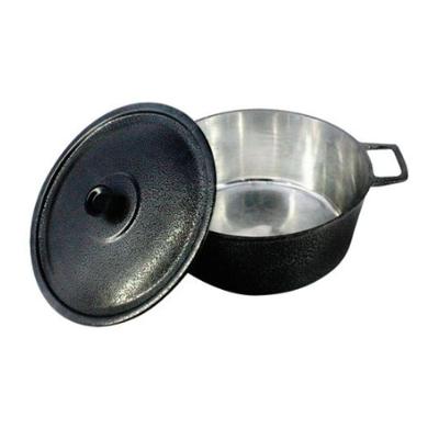Caçarola Craqueada Alça Alumínio Fundido e Tampa 50cm preto