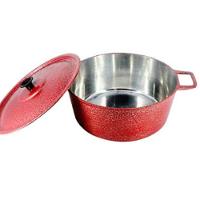 Caçarola Craqueada Alça Alumínio Fundido e Tampa vermelho - 1