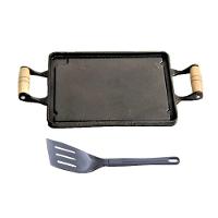 Chapa Lisa Antiaderente Alça Madeira 28X23Cm E Espátula - 1