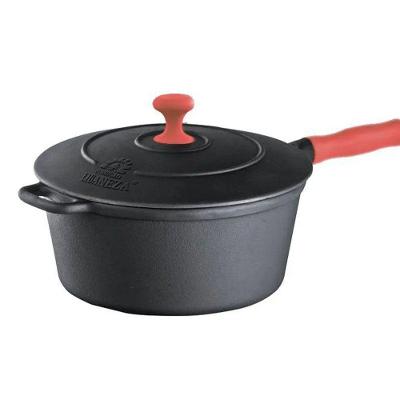 Caçarola Ferro Cabo Silicone Vermelho Tampa Ferro 3,2L 22cm