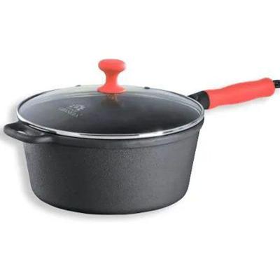 Caçarola Ferro Cabo Silicone Vermelho Tampa Vidro 3,8l 24cm