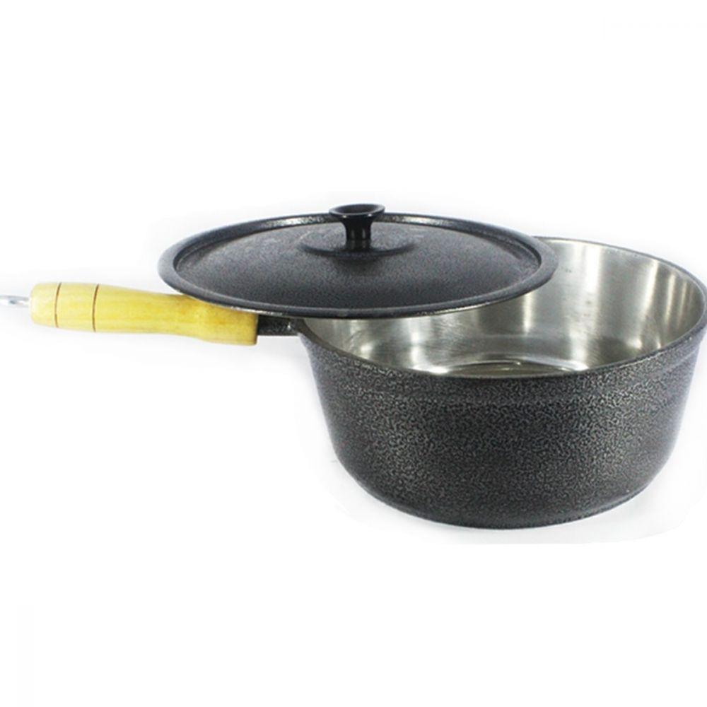 Caçarola de Alumínio Craqueada Cabo de Madeira 16cm Preto - 1