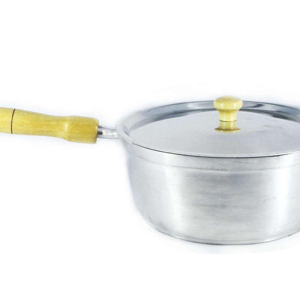 Caçarola Panela de Alumínio Polido Cabo de Madeira 14cm - 1