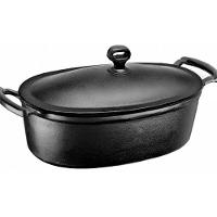 Caçarola de Ferro Fundido Oval com Alça Tampa de Ferro 5L - 1