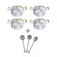 Jogo Caçarolas Alça Madeira Alumínio Fundido Polida - 1