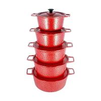 Jogo Caçarola Craqueada Alça Alumínio Fundido Vermelho - 1