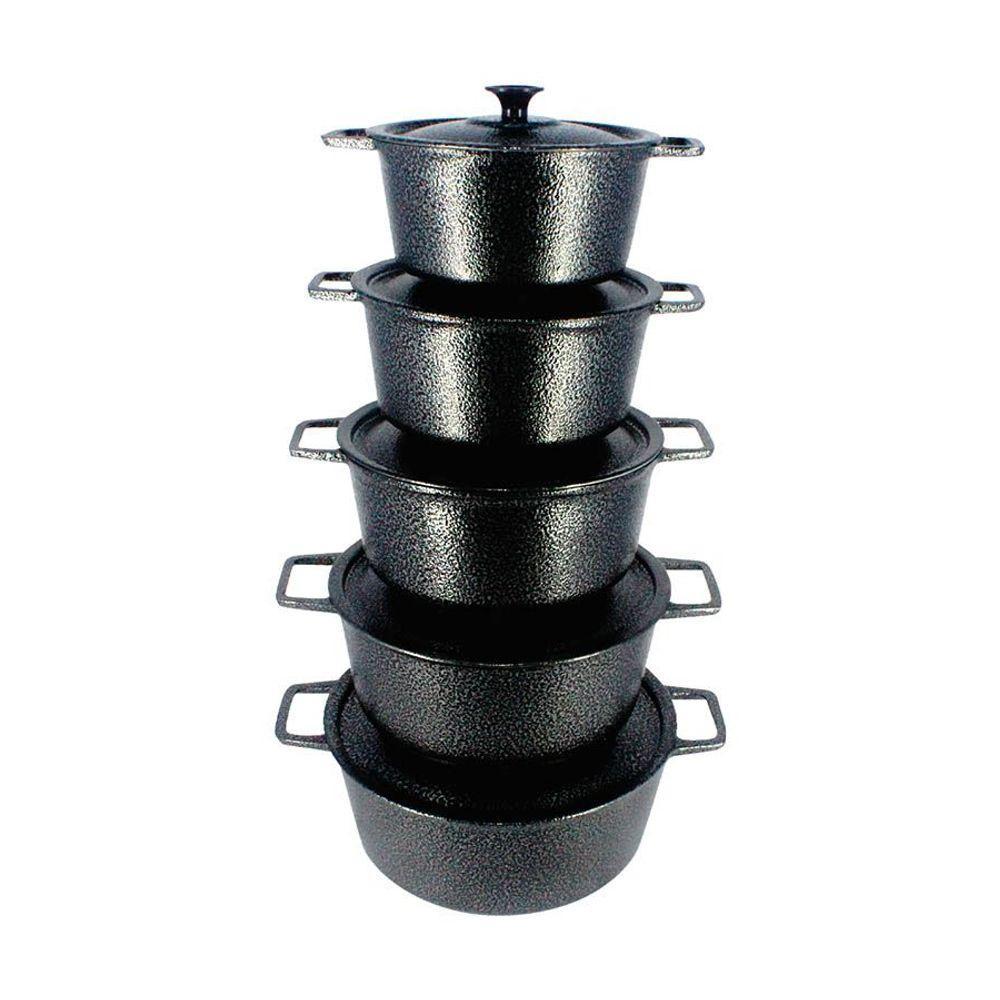 Jogo Caçarola Panela Craqueada Alça Alumínio Fundido Preto - 1