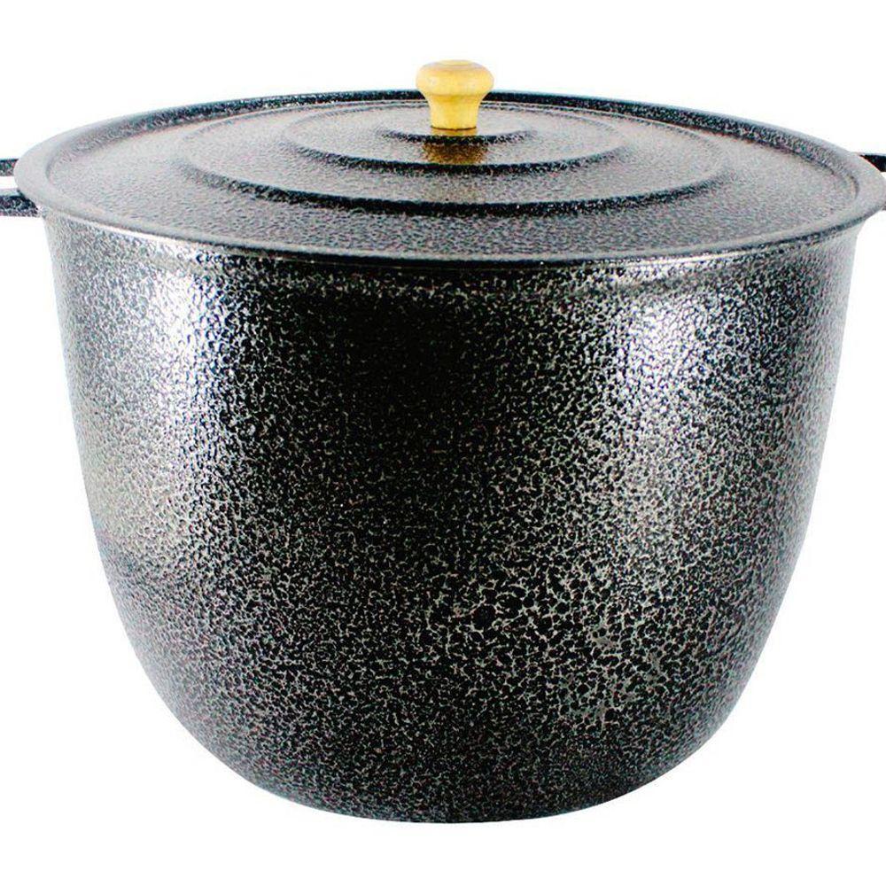 Caldeirão Alça Alumínio Craqueado com Tampa 16,7L Preto 34cm - 1