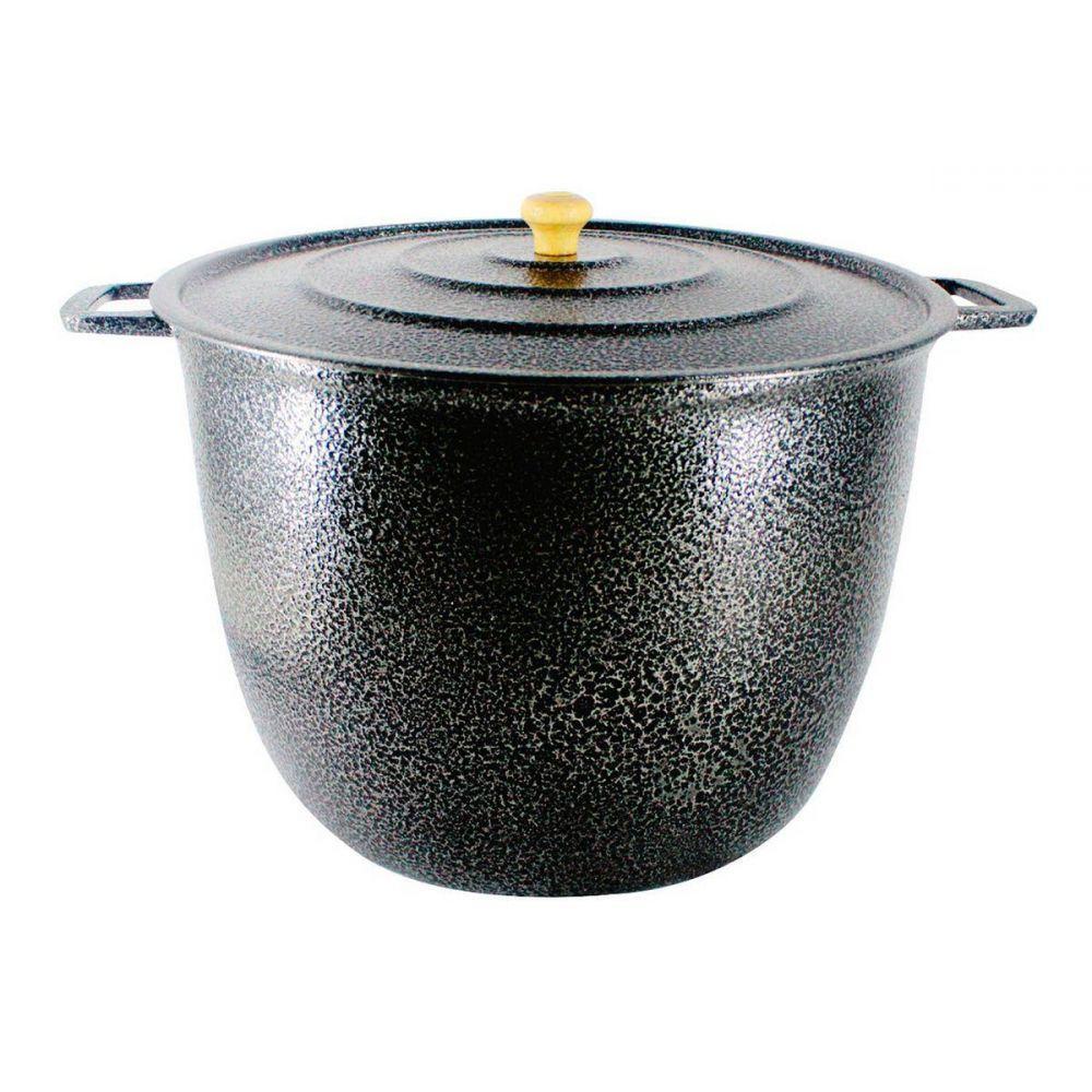 Caldeirão Alça Alumínio Craqueado com Tampa 16,7L Preto 34cm - 2