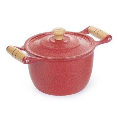 Caldeirão Alumínio Craqueado Alça de Madeira Vermelho 24cm