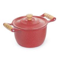 Caldeirão Alumínio Craqueado Alça de Madeira Vermelho 24cm - 1