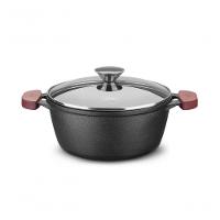 Caçarola De Ferro Fundido C/ Tampa De Vidro Forno E Fogão 22cm 3,0l Mta 8341 - 1