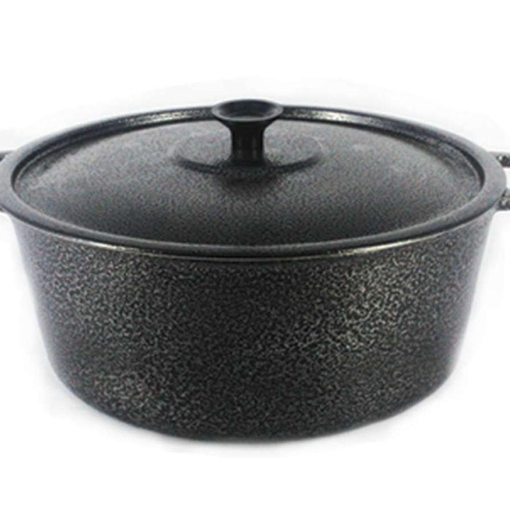 Caçarola Craqueada Alça Alumínio Fundido e Tampa Preta 28cm - 1